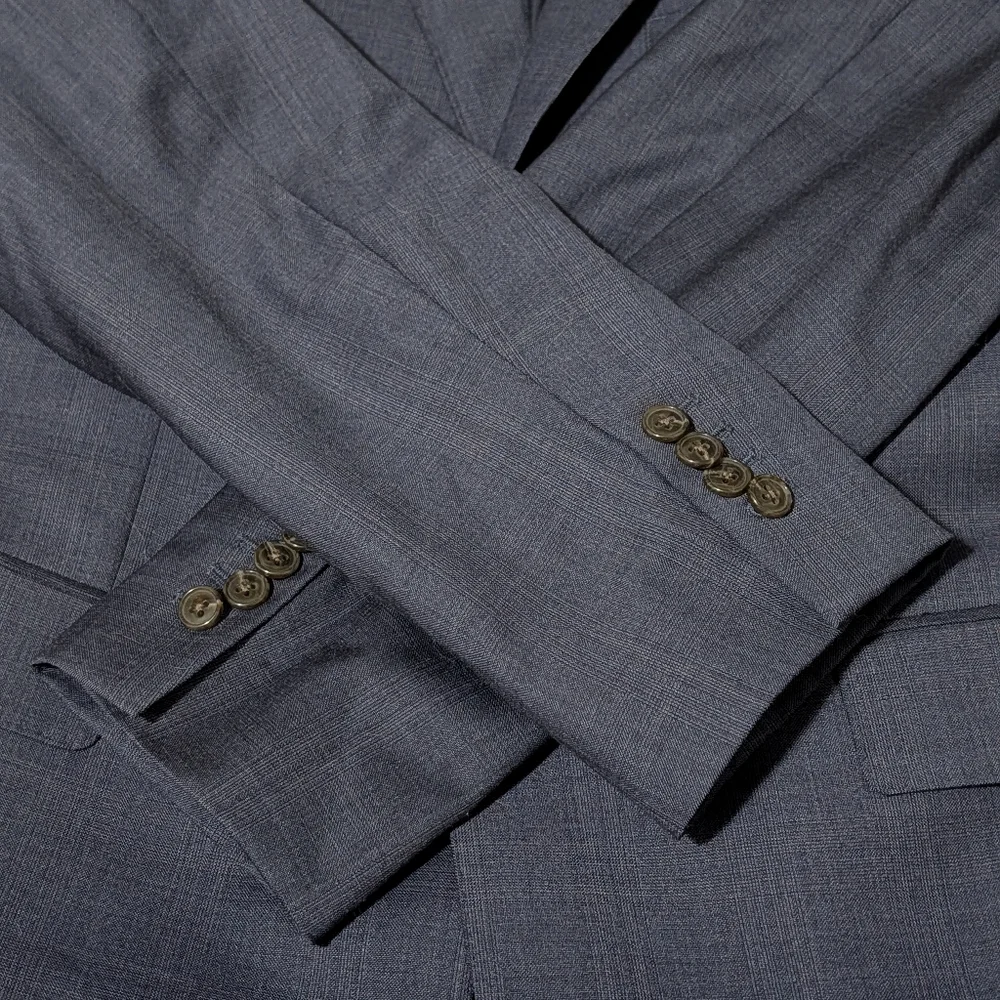Jos A Bank Patterned Suit Jacket Blue Men's 43R Wool